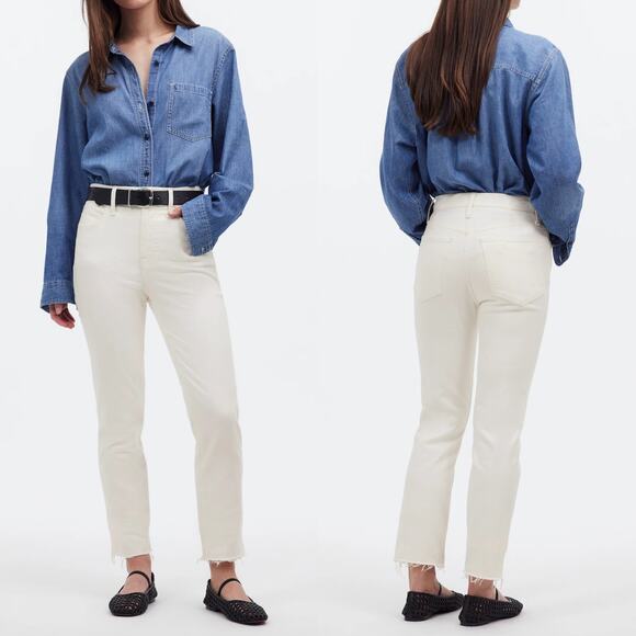 NWT Madewell The Perfect Vintage Jeans Tapered Leg Tile White Women's Size 23 - Picture 2 of 14